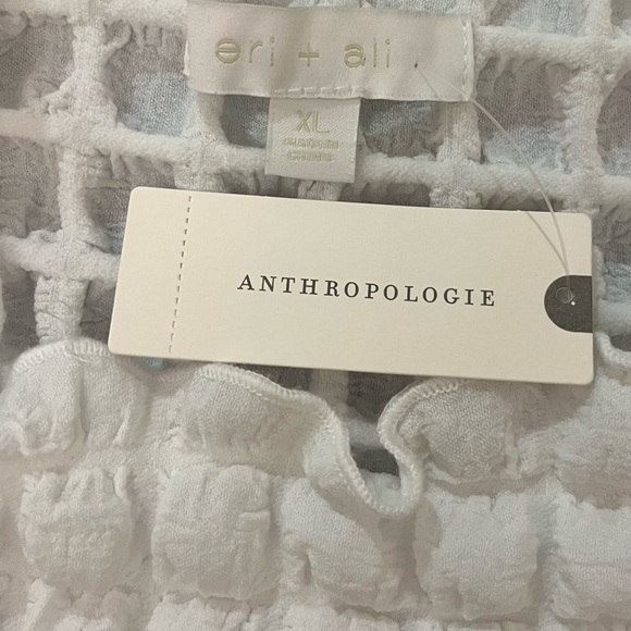 Anthropologie White Textured Puff Sleeve Blouse - Picture 5 of 5